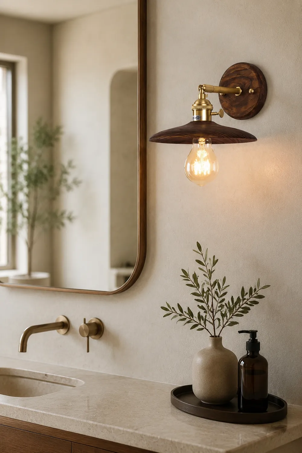 Walnut Flared Wall Light - Lumpaz