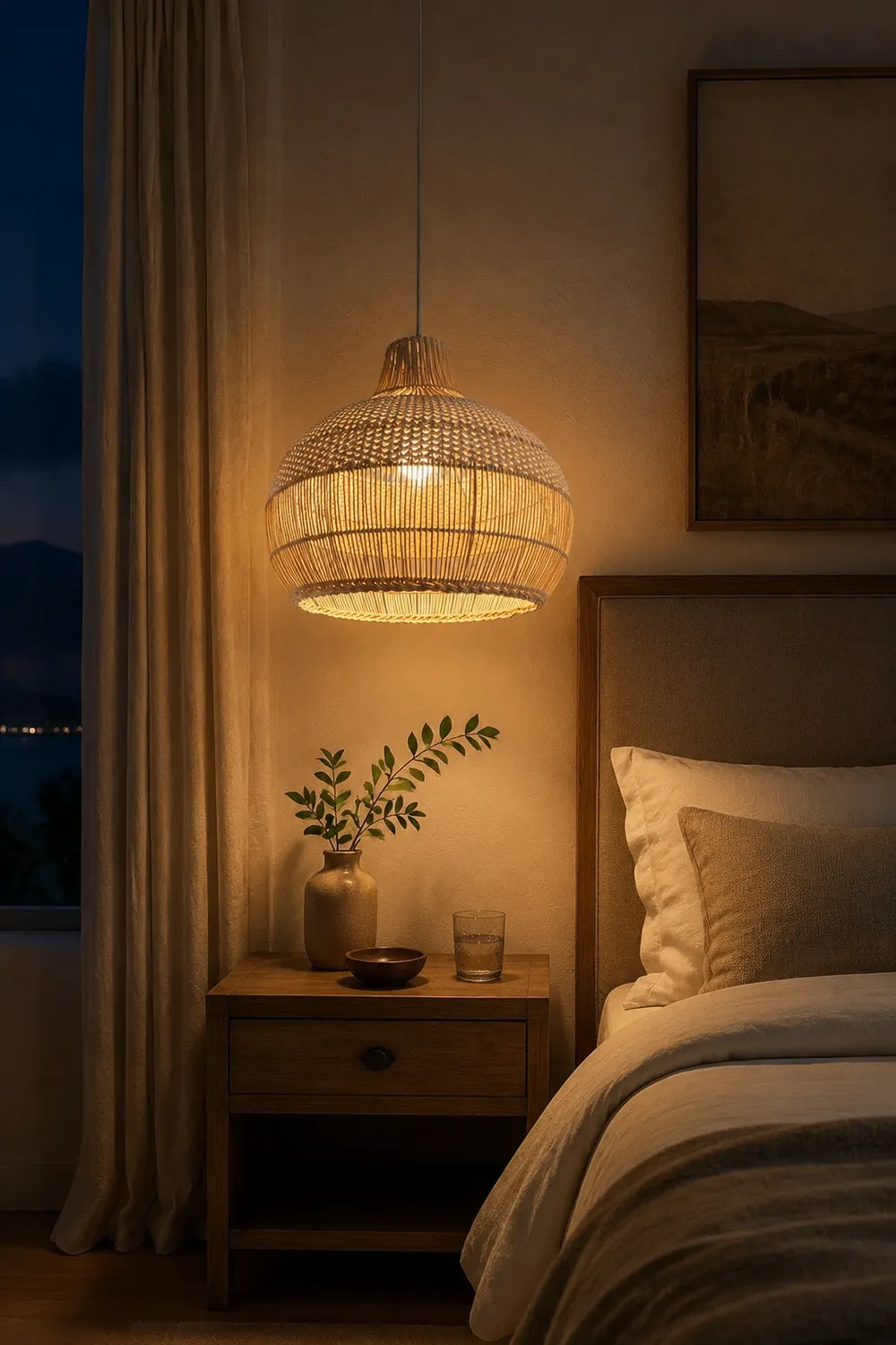 Rattan Kitchen Island Pendant Lighting Wicker Lamp Shade - Lumpaz