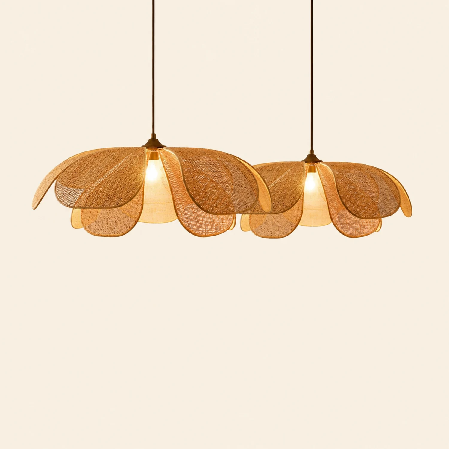 Rattan Petal Rustic Lamp Shade Pendant Light - Lumpaz