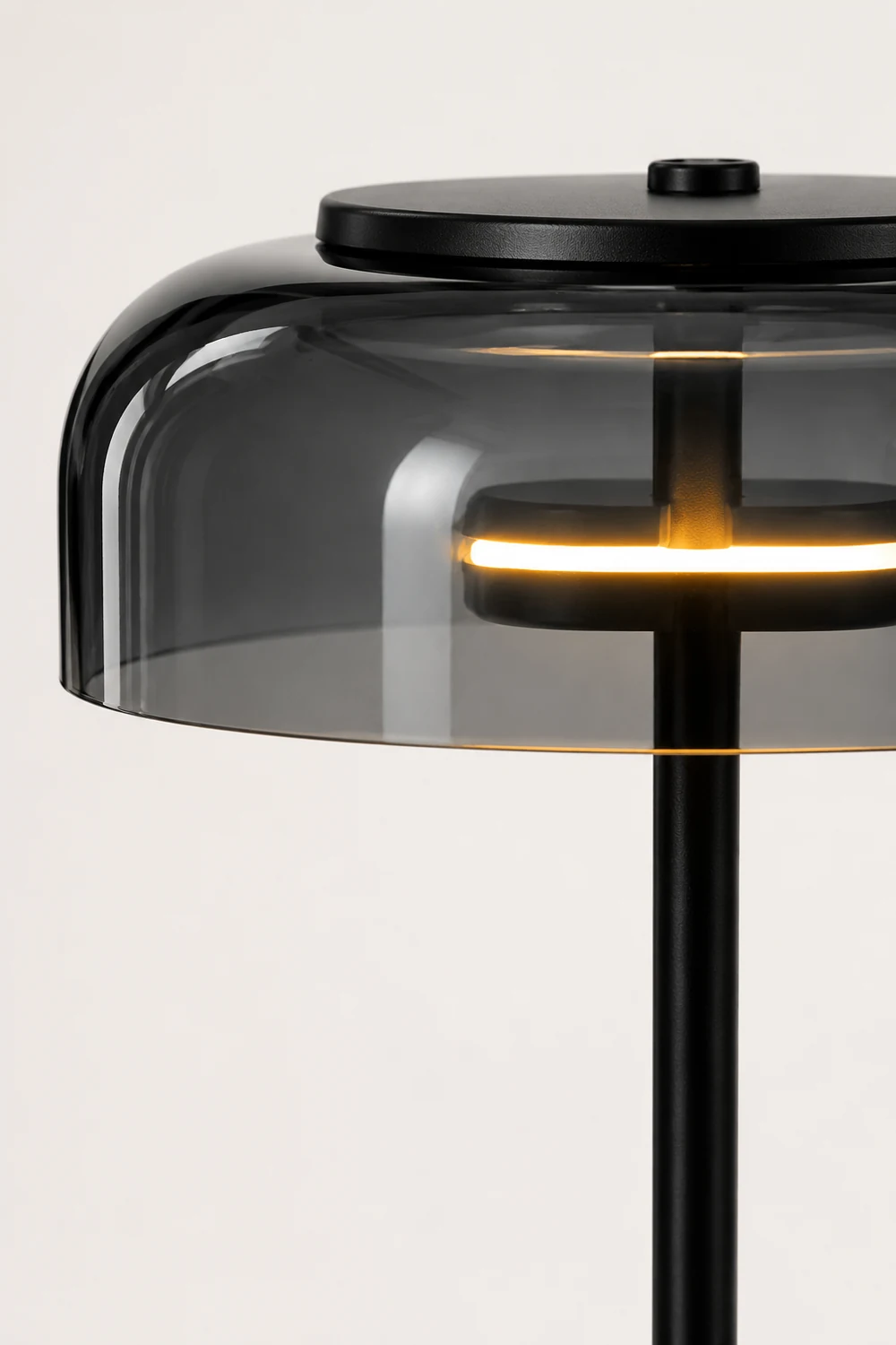 Hailie Modern Umbrella Glas/Metall Tischlampe, Schwarz - Lumpaz