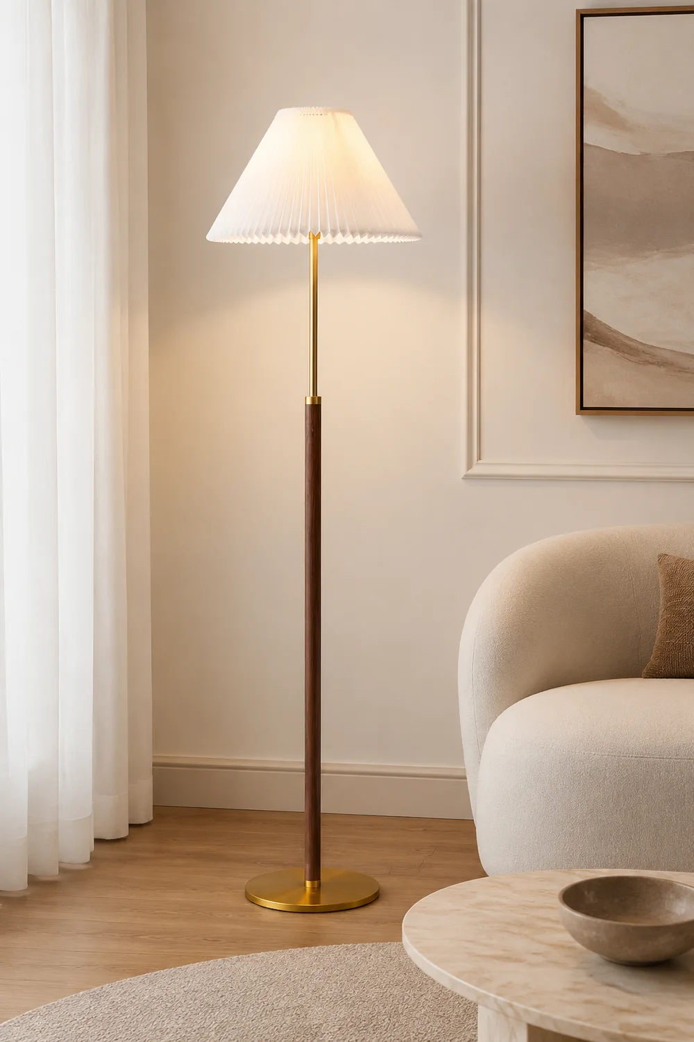Sumait Modern LED Stehlampe Weiß Ess/Wohnzimmer Stoff&Metal - Lumpaz