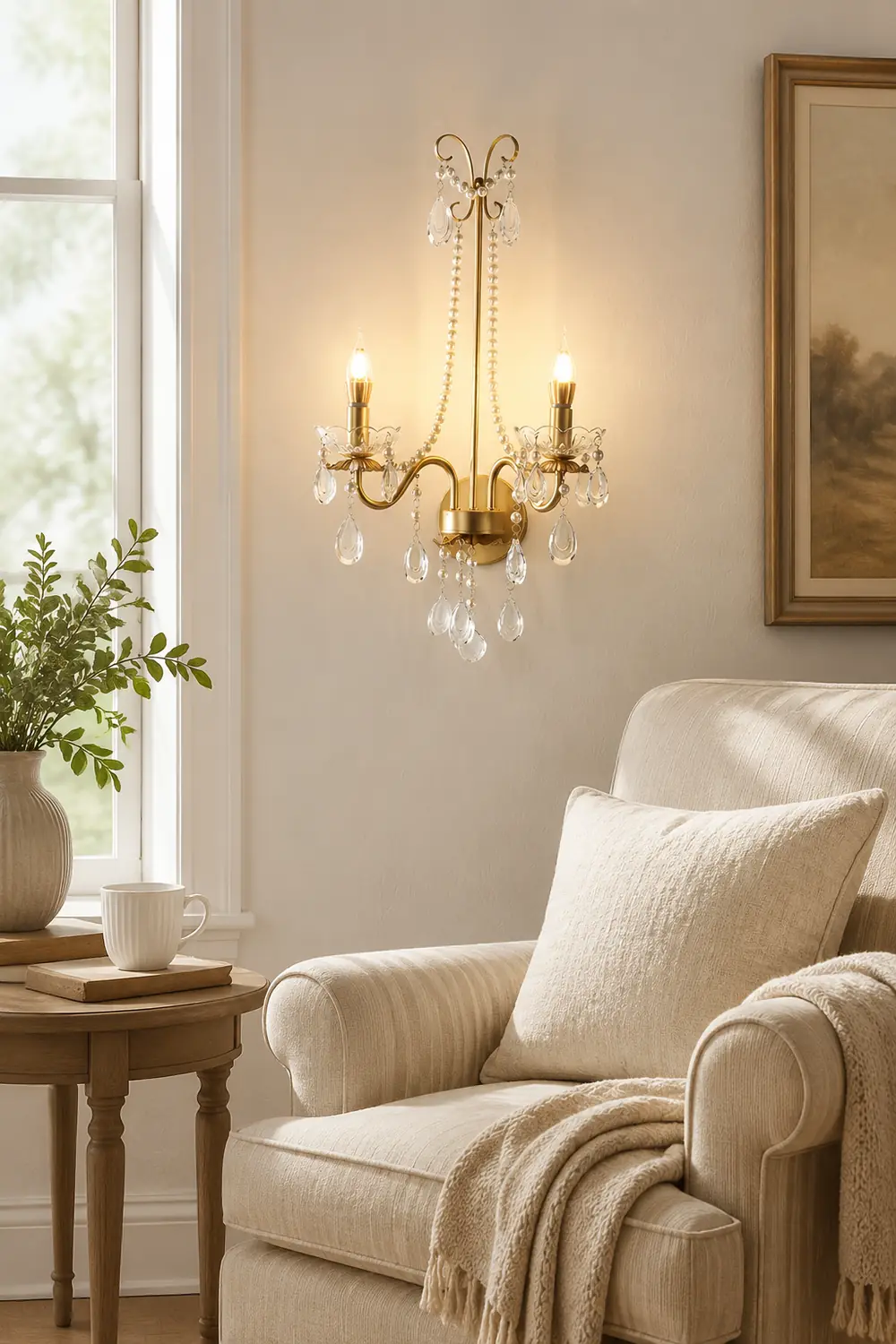 Crystal Pearl Chain Wall Lamp - Lumpaz