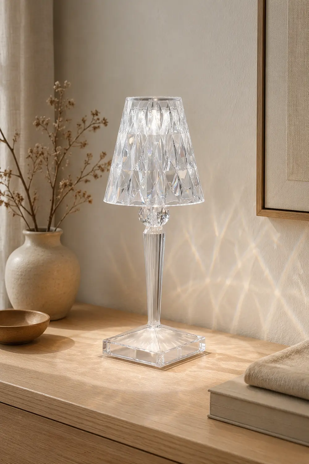 Kristy Design Kristall Diamant Tischlampe Licht, Wohn/Schlafzimmer, Acryl - Lumpaz