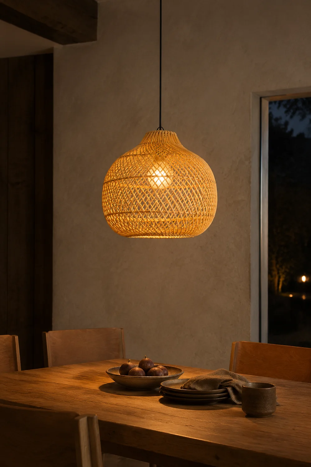 Handmade Wicker Basket Rattan Pendant Light - Lumpaz