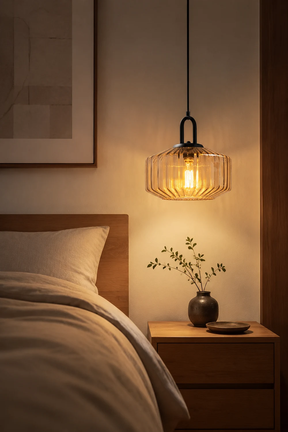 Mid Century Striped Glass Pendant Light - Lumpaz