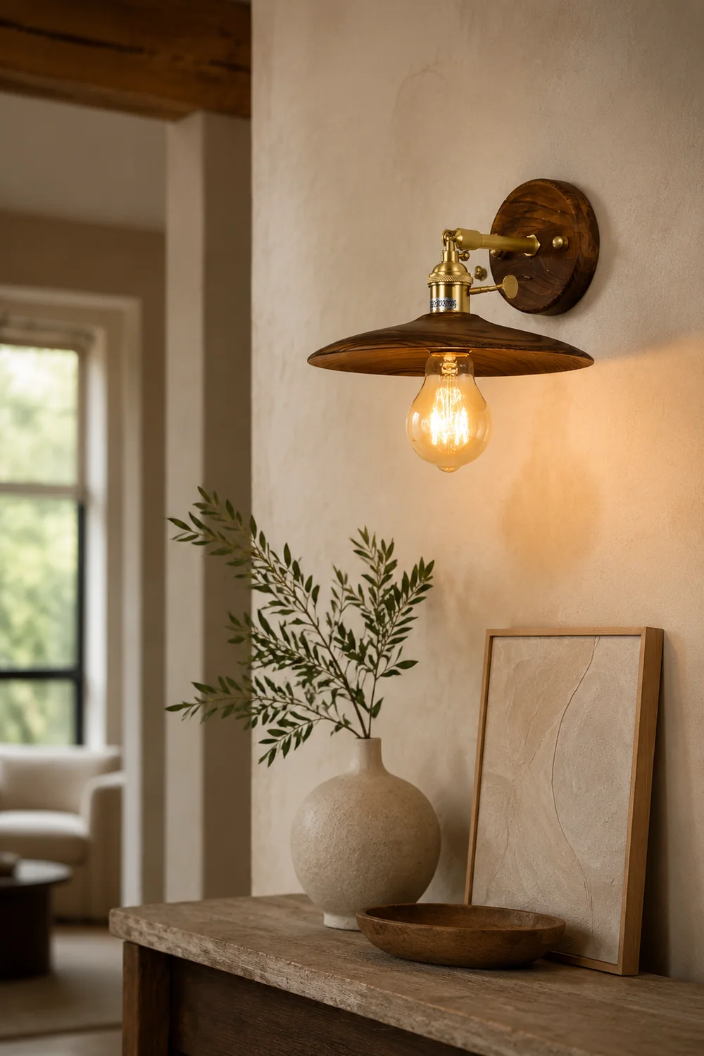 Walnut Flared Wall Light - Lumpaz