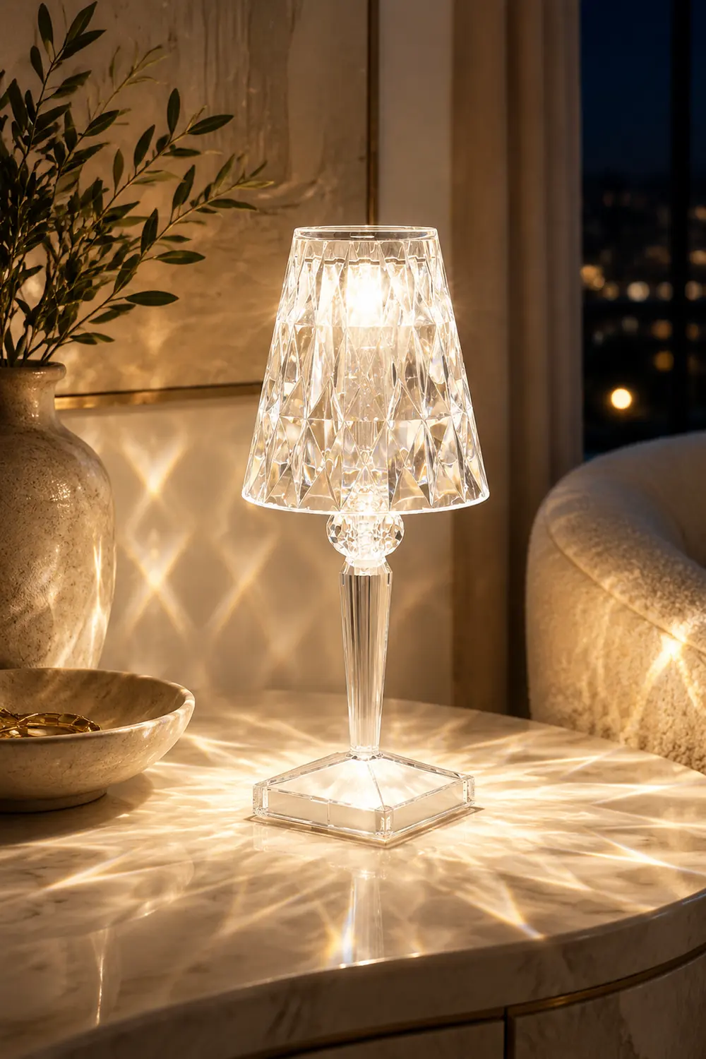 Kristy Design Kristall Diamant Tischlampe Licht, Wohn/Schlafzimmer, Acryl - Lumpaz