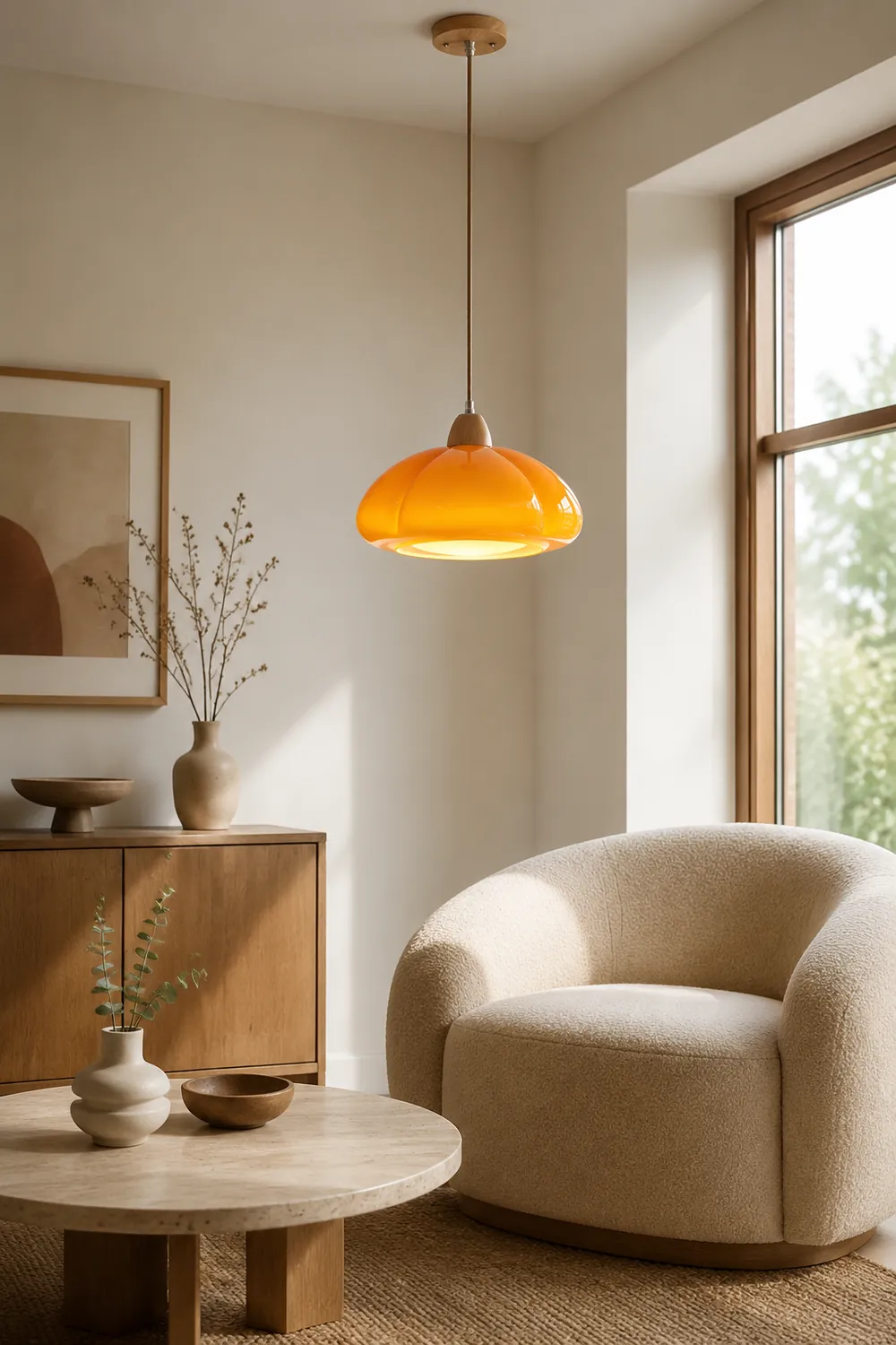 Vintage Glass Pumpkin Pendant Light - Lumpaz