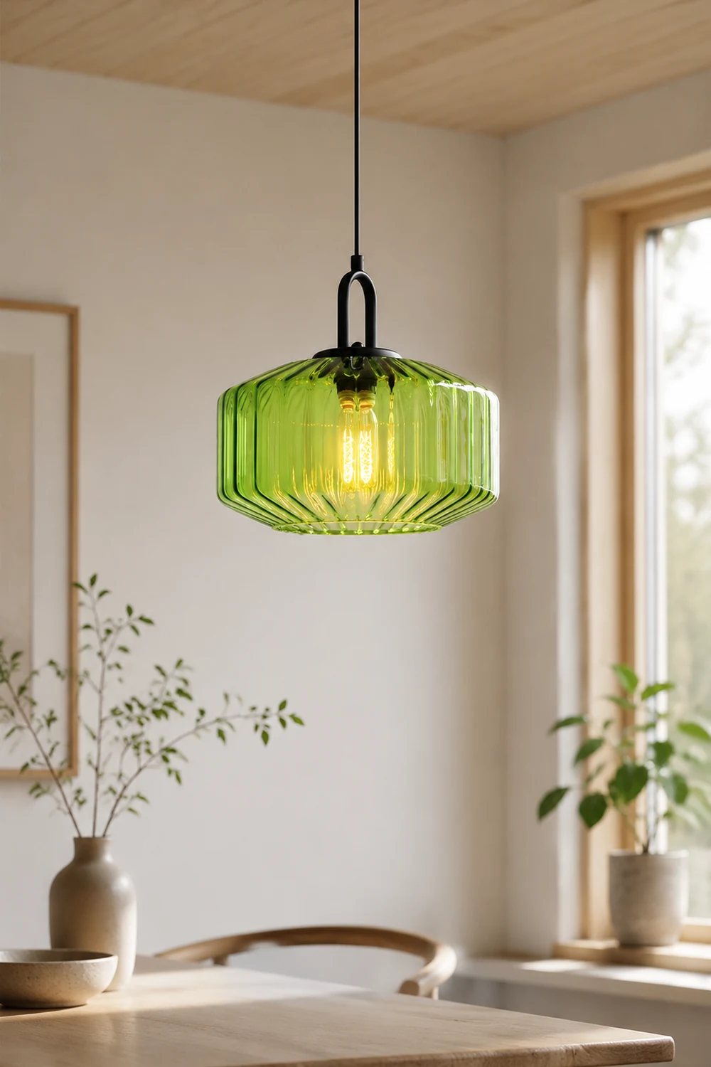 Mid Century Striped Glass Pendant Light - Lumpaz