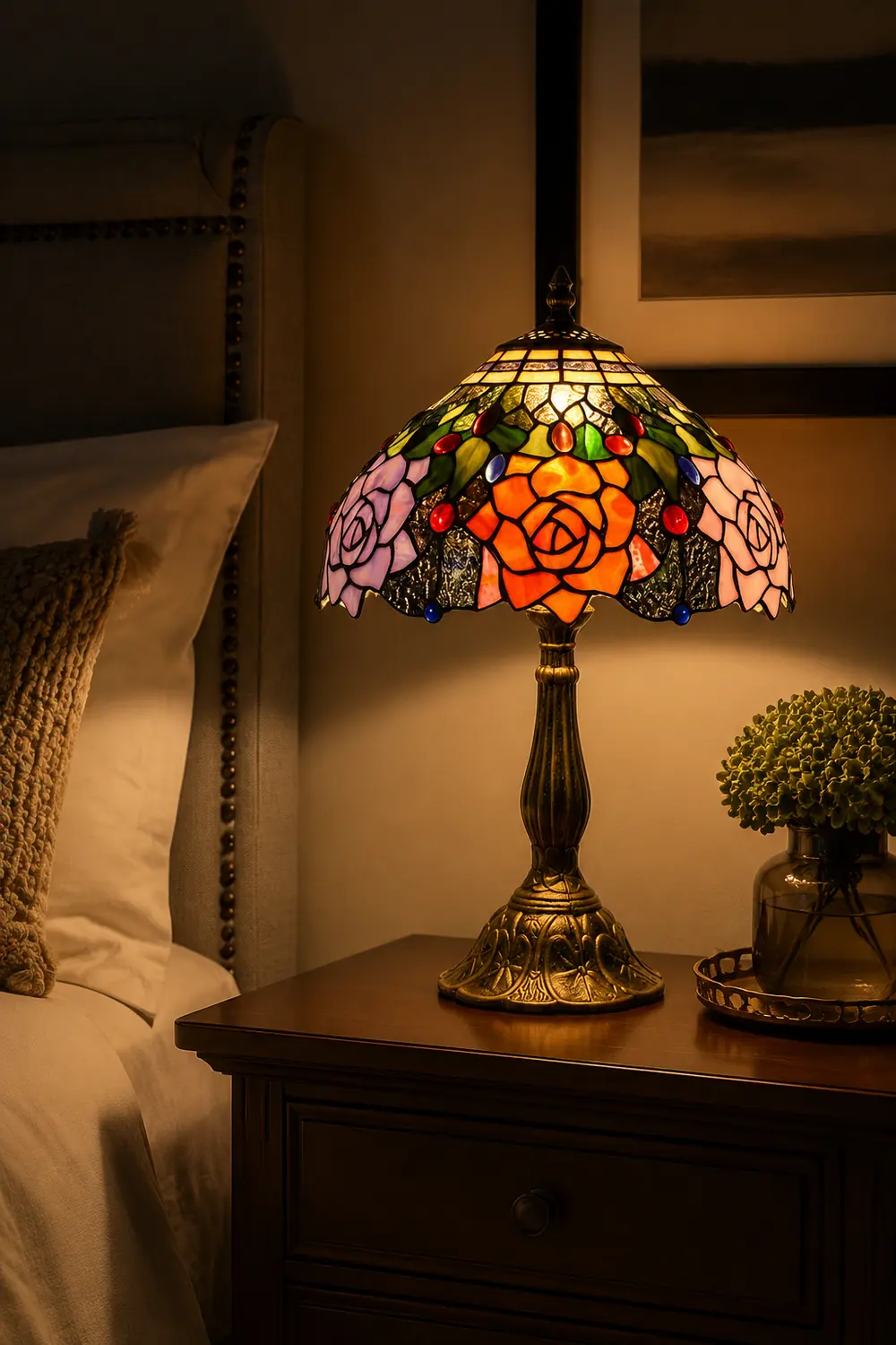 Alessio Design Bunt LED Tischlampe mit Kuppelschirm Wohn/Schlafzimmer Metall&Glas - Lumpaz