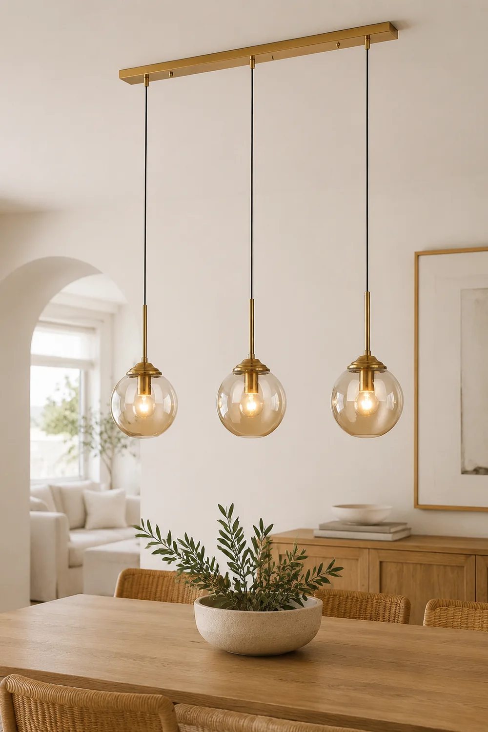 Valentina Modern LED Pendelleuchte Glaskugel, 3 Farben, Esstisch, Metall Glas - Lumpaz