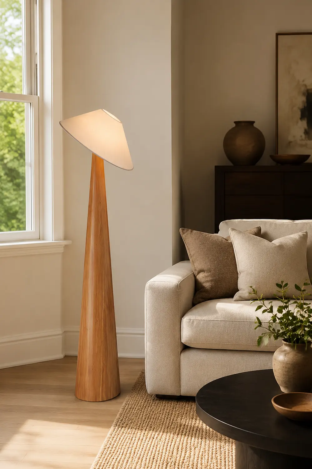 Tilt Hat Wooden Floor Lamp - Lumpaz