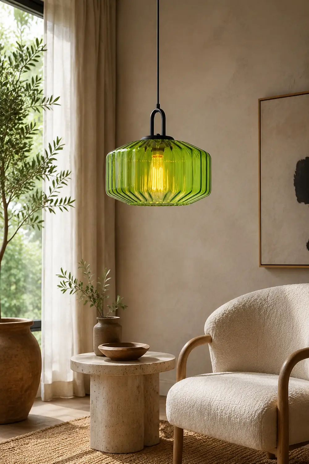 Mid Century Striped Glass Pendant Light - Lumpaz