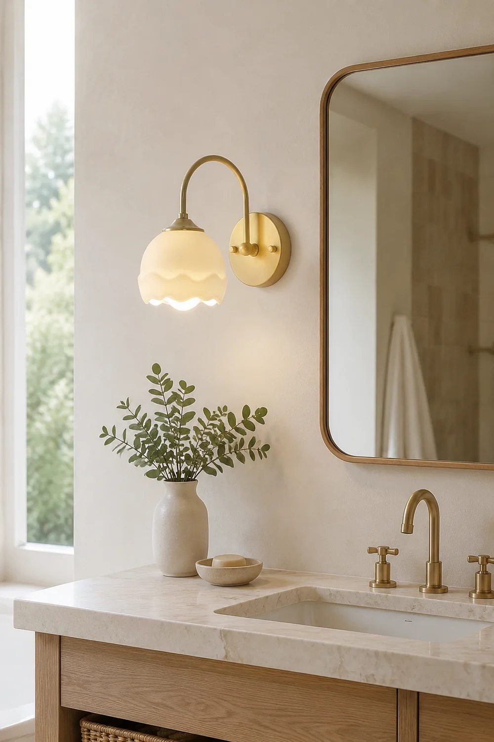Milk White Floral Wall Lamp - Lumpaz