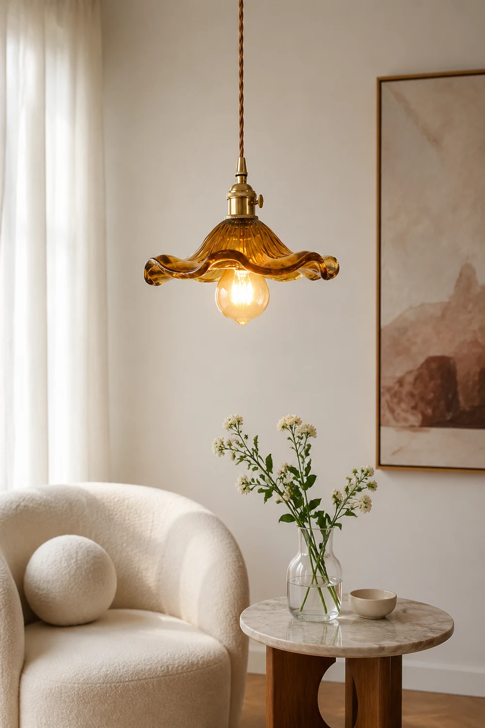 Stylish Hibiscus Flower Glass Pendant Light - Lumpaz
