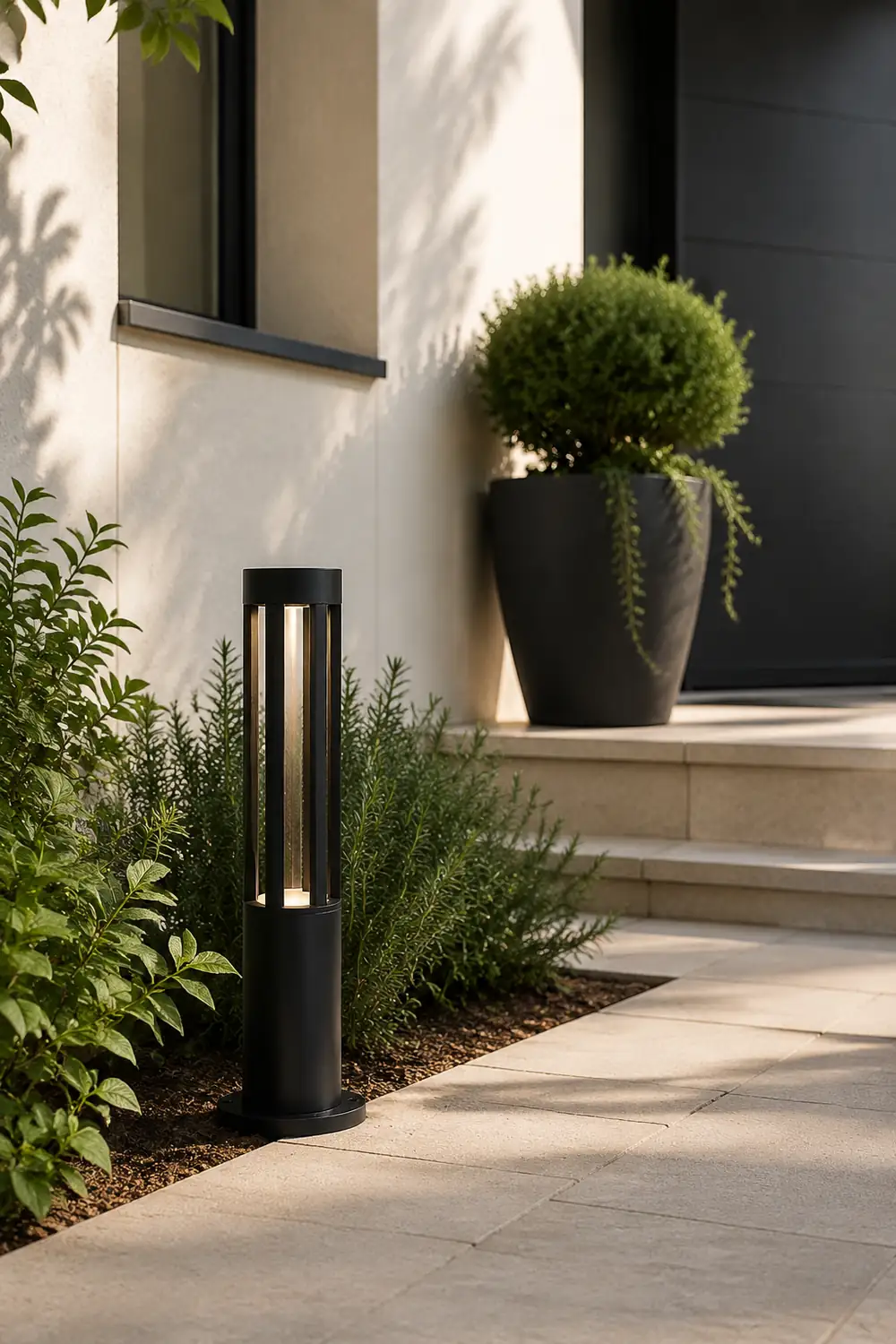 Black Cylindrical Garden Outdoor Light - Lumpaz