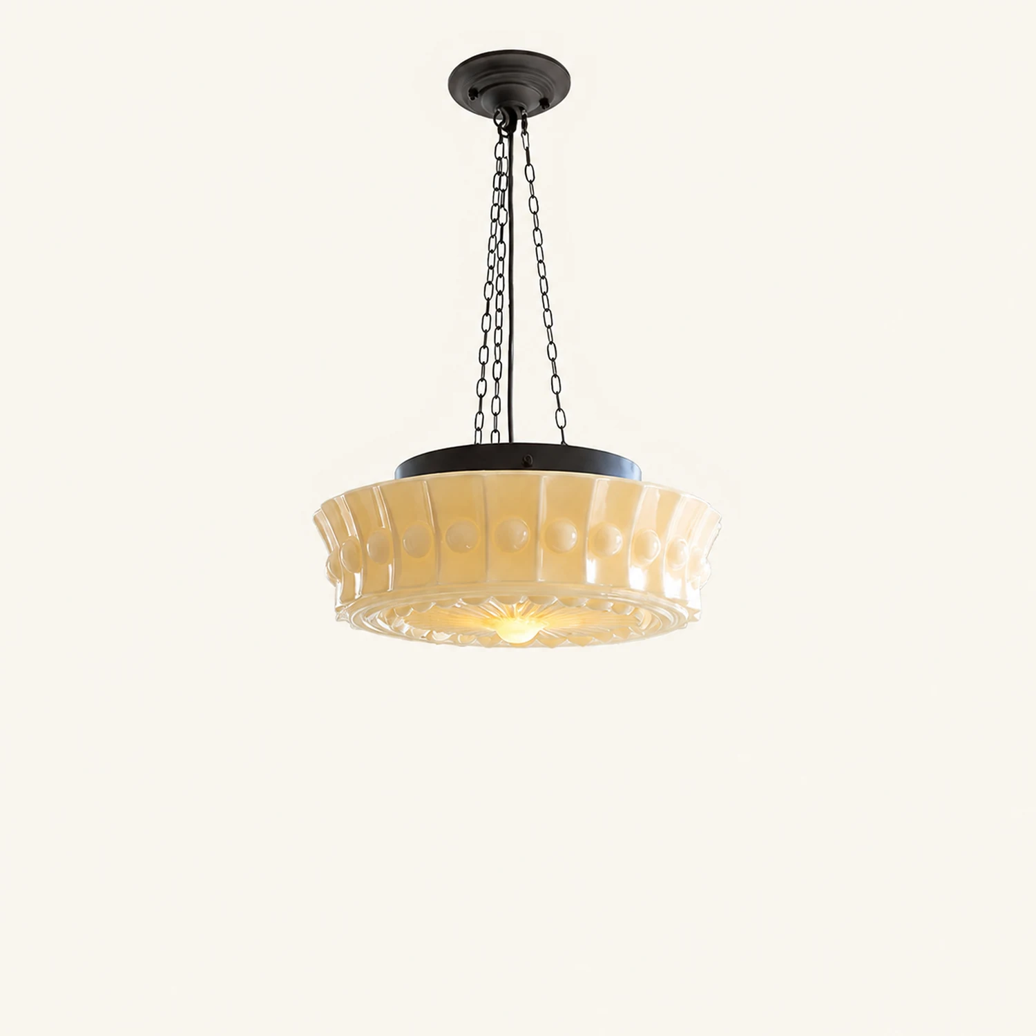White Vintage Round Pendant Light - Lumpaz
