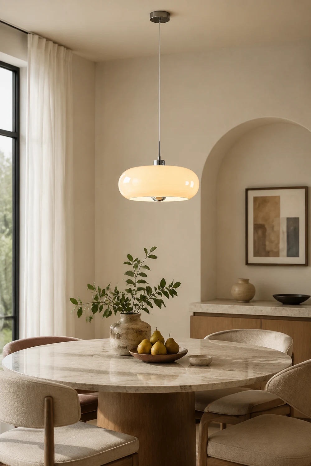 Vintage Bauhaus Round Glass Pendant Light - Lumpaz