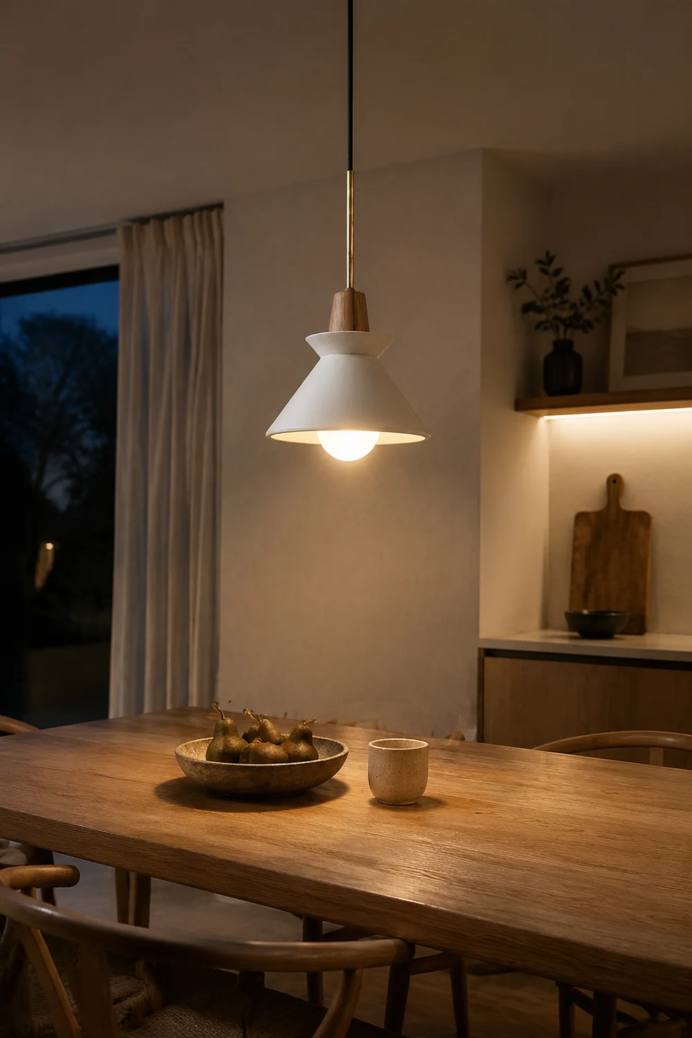 Modern White Concrete Cone Pendant Light - Lumpaz