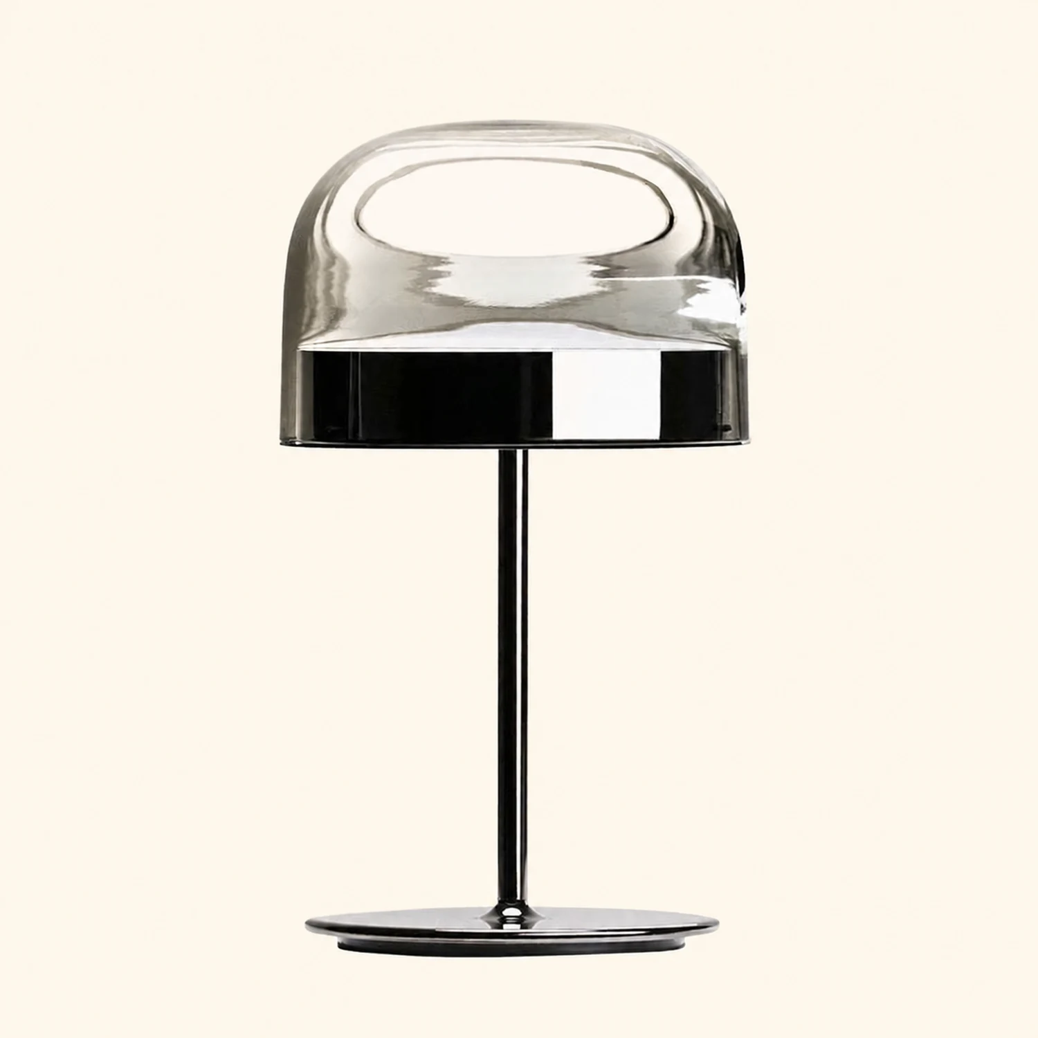 Hailie Minimalistische Pilz Glas/Metall Tischlampe, Schwarz/Rose Gold - Lumpaz