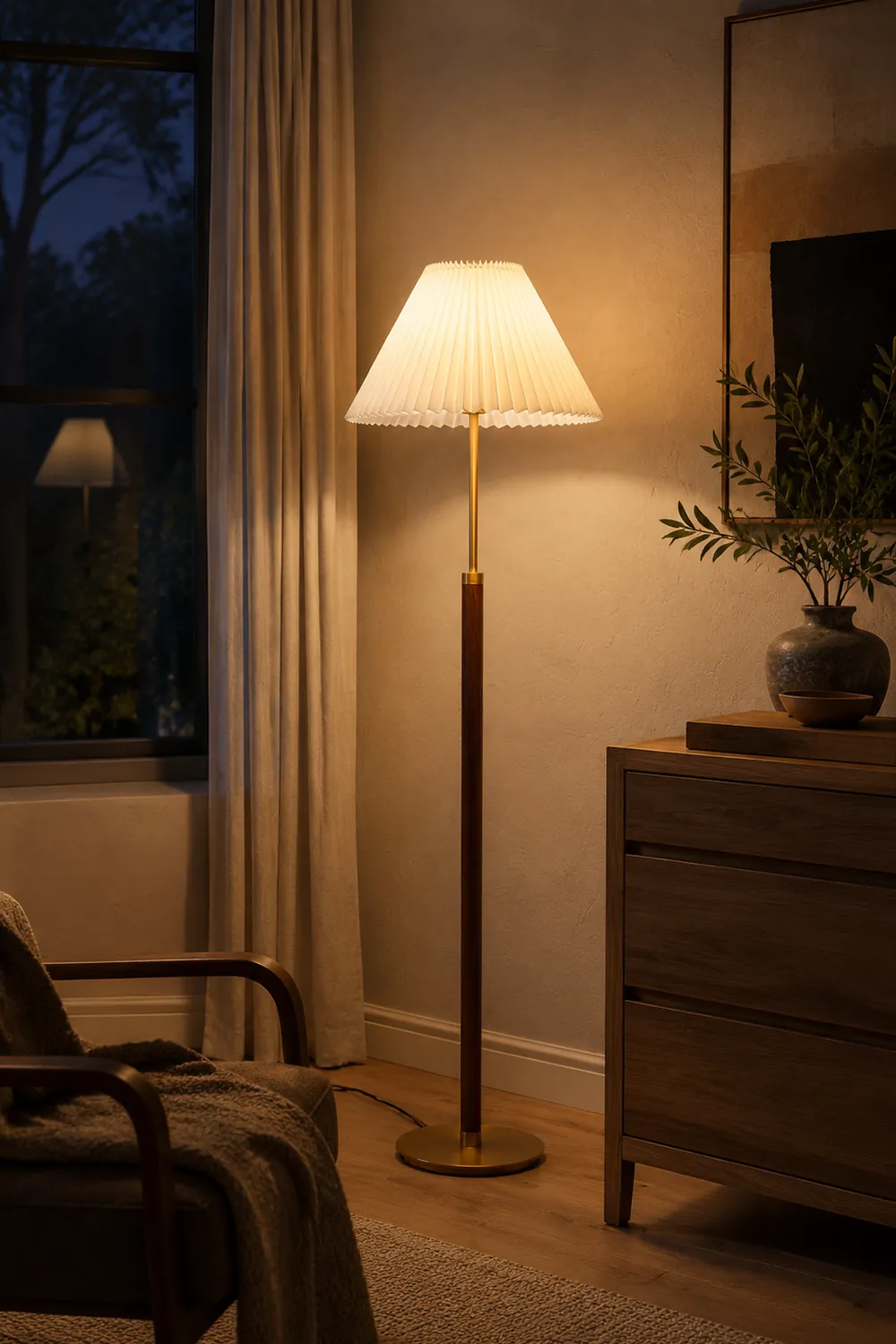 Sumait Modern LED Stehlampe Weiß Ess/Wohnzimmer Stoff&Metal - Lumpaz