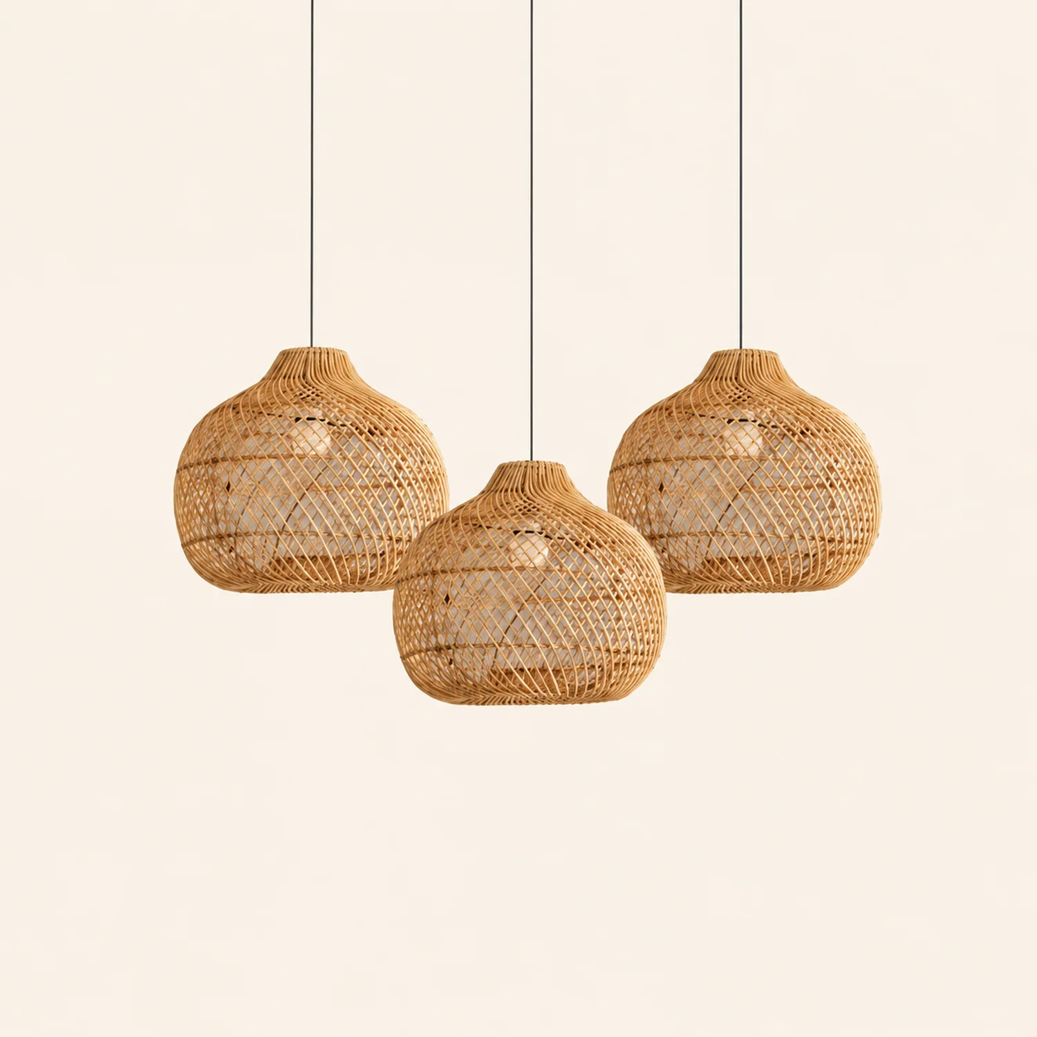 Handmade Wicker Basket Rattan Pendant Light - Lumpaz