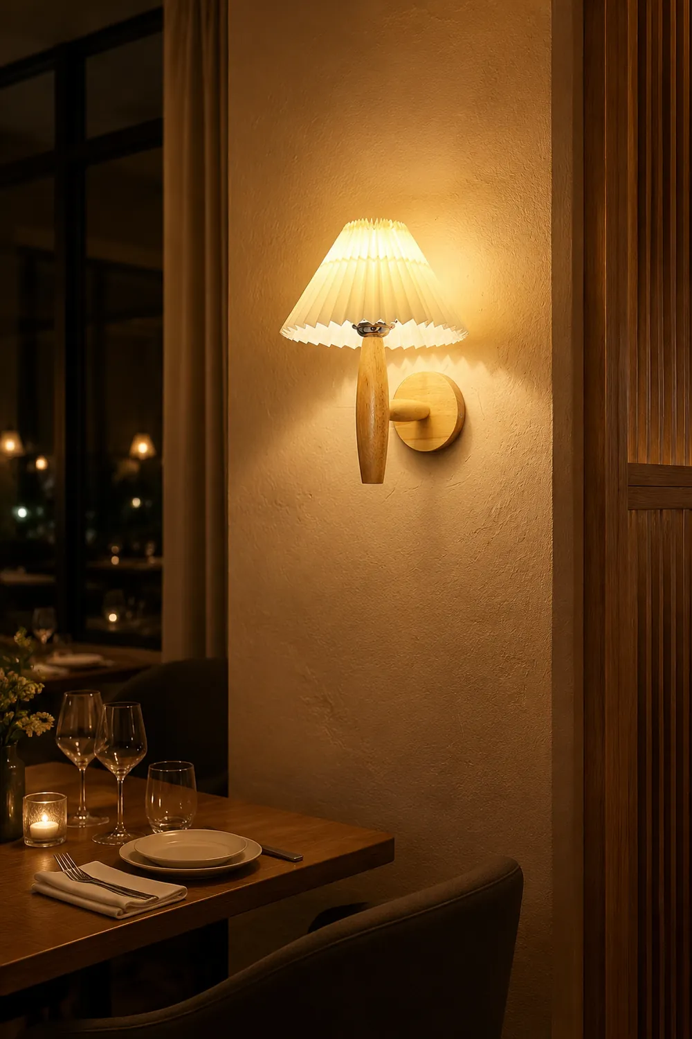 Oak Pleated Wall Light - Lumpaz
