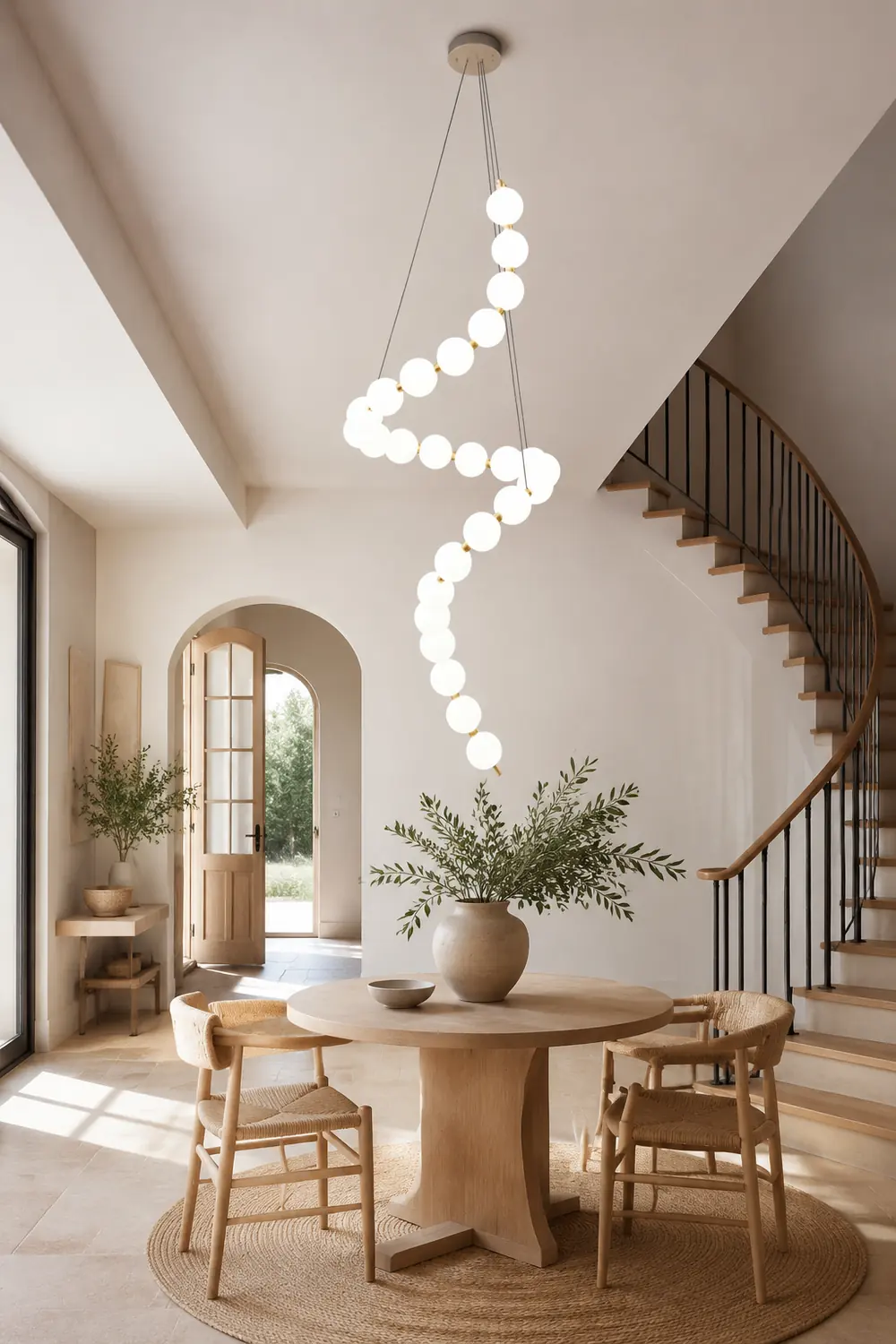 White LED Pearl Necklace Chandelier For Stair - Lumpaz