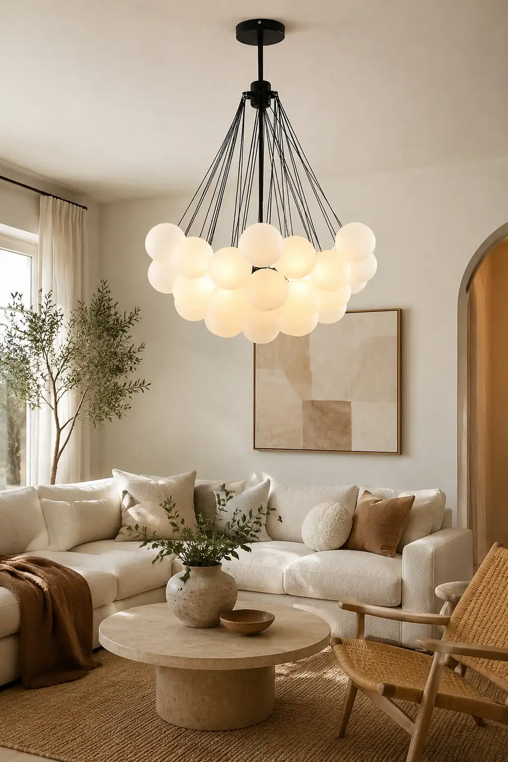 Bubble Chandelier Nordic Frosted Glass Ball Chandelier for Dining Room - Lumpaz