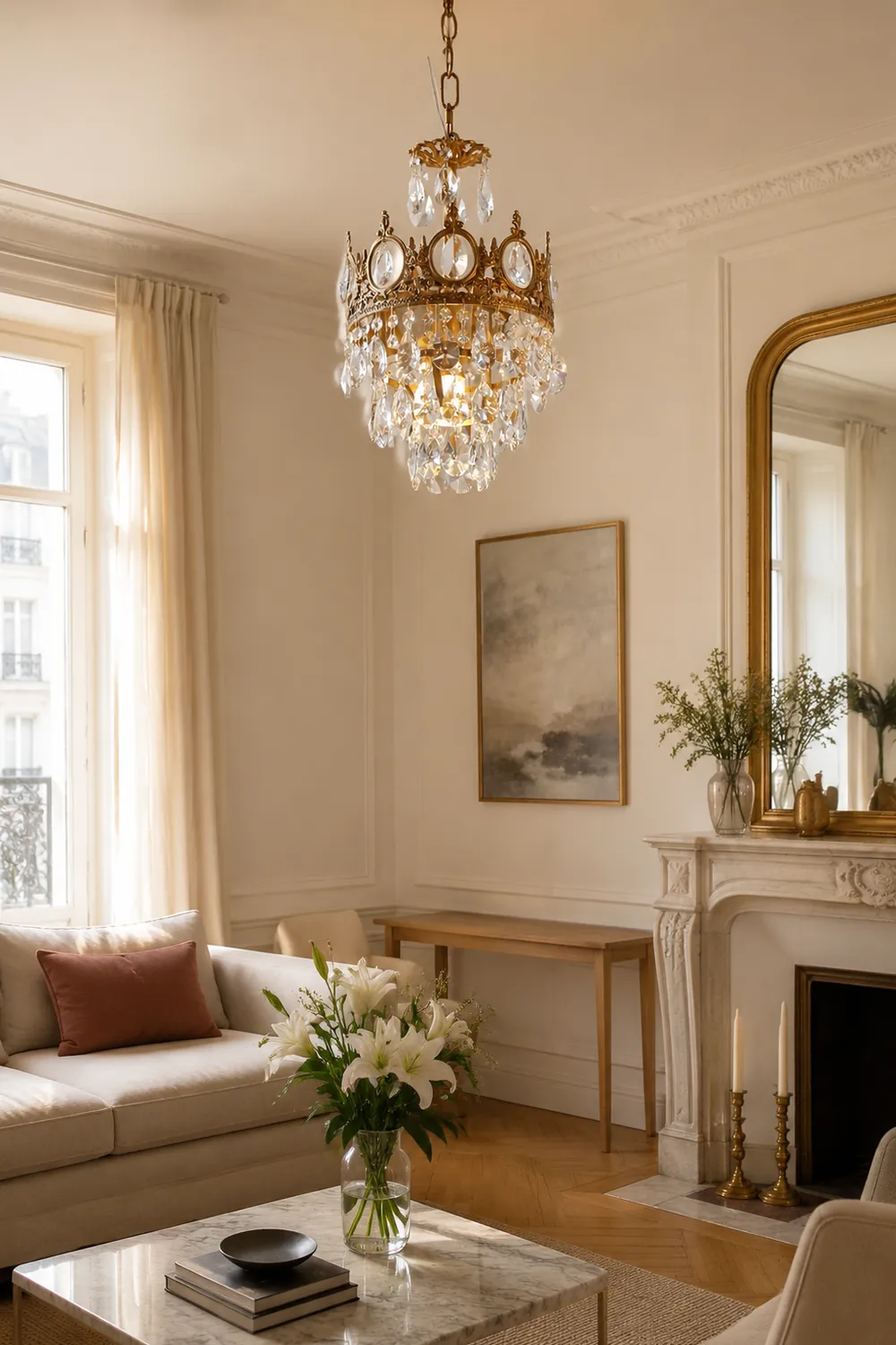 Retro French Gold Crystal Chandelier - Lumpaz