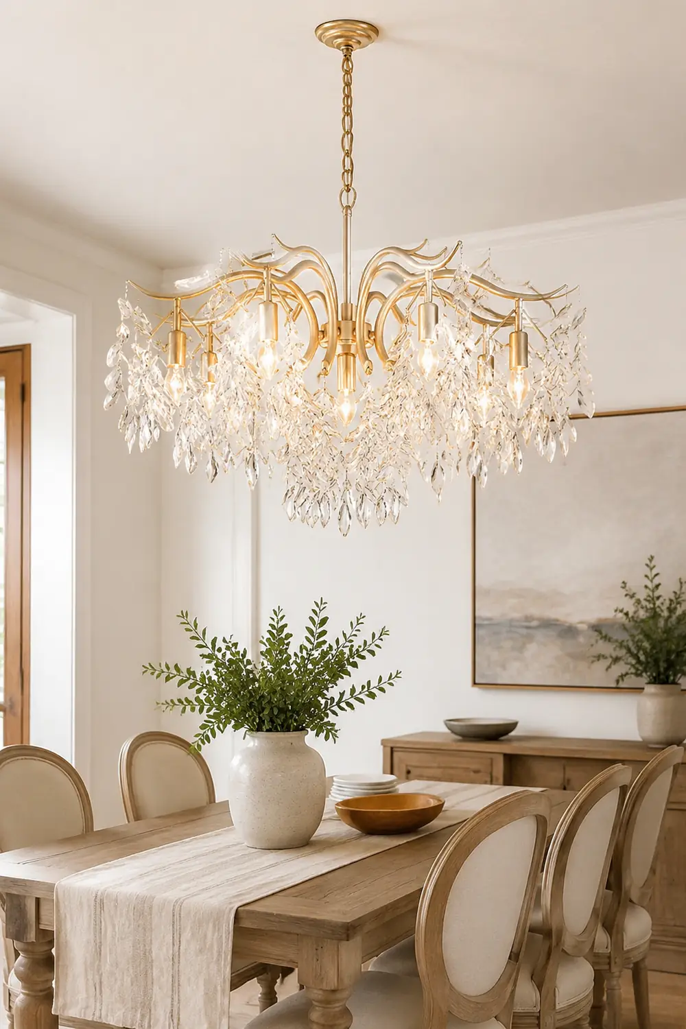 Modern Large Crystal Gold Tiered Dining Room Chandelier - Lumpaz