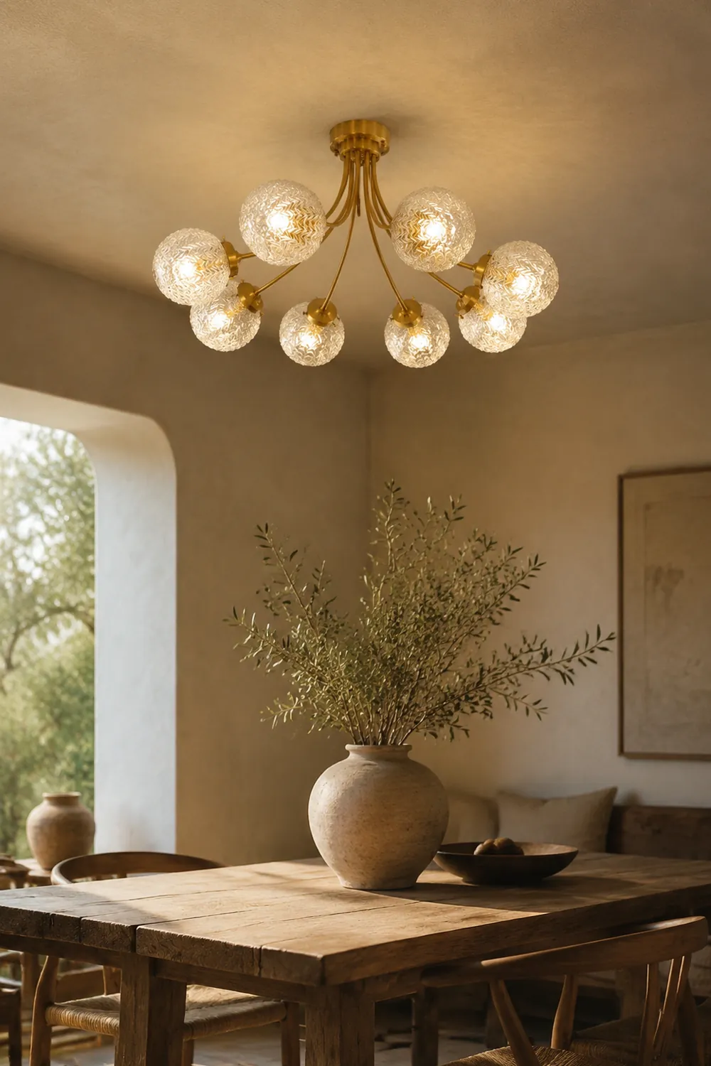 Mid Century Circle Metal Chandelier For Living Room - Lumpaz