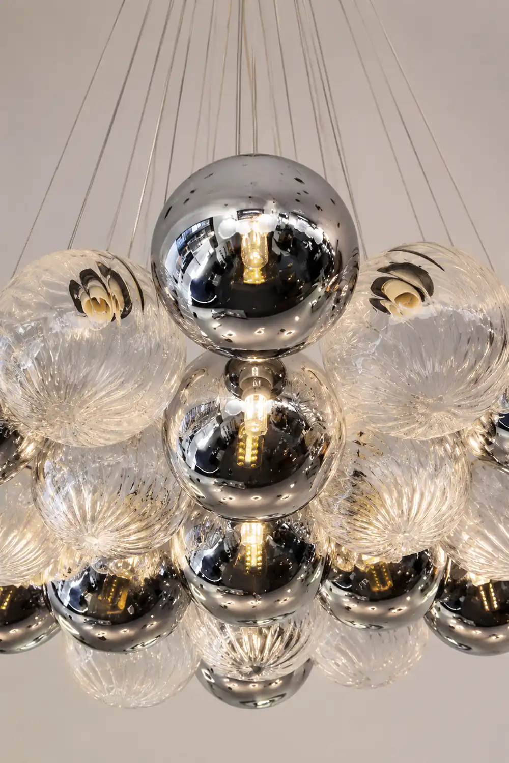 Grey Bubble Glass Ball LED Chandelier - Lumpaz