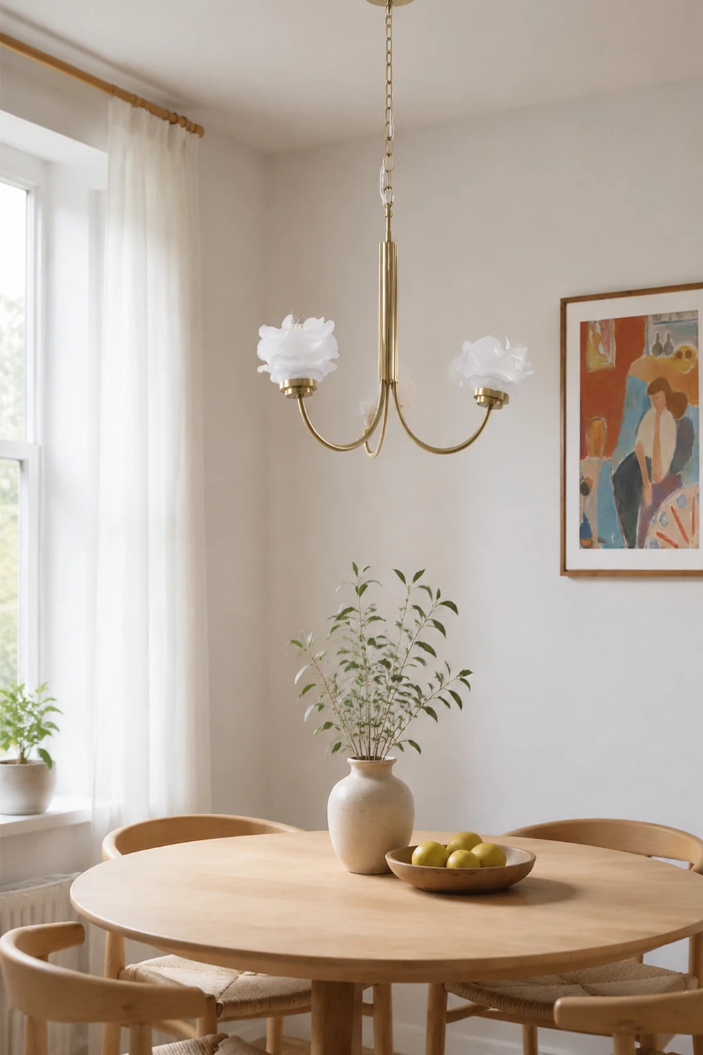 3 Heads French Simple Chandelier Vintage Rose Flower Glass Chandeliers - Lumpaz