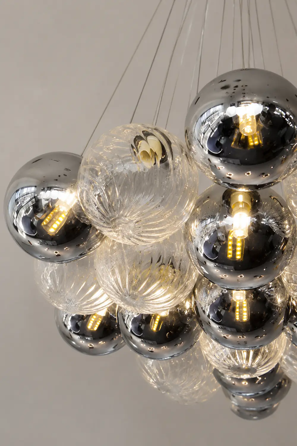 Grey Bubble Glass Ball LED Chandelier - Lumpaz