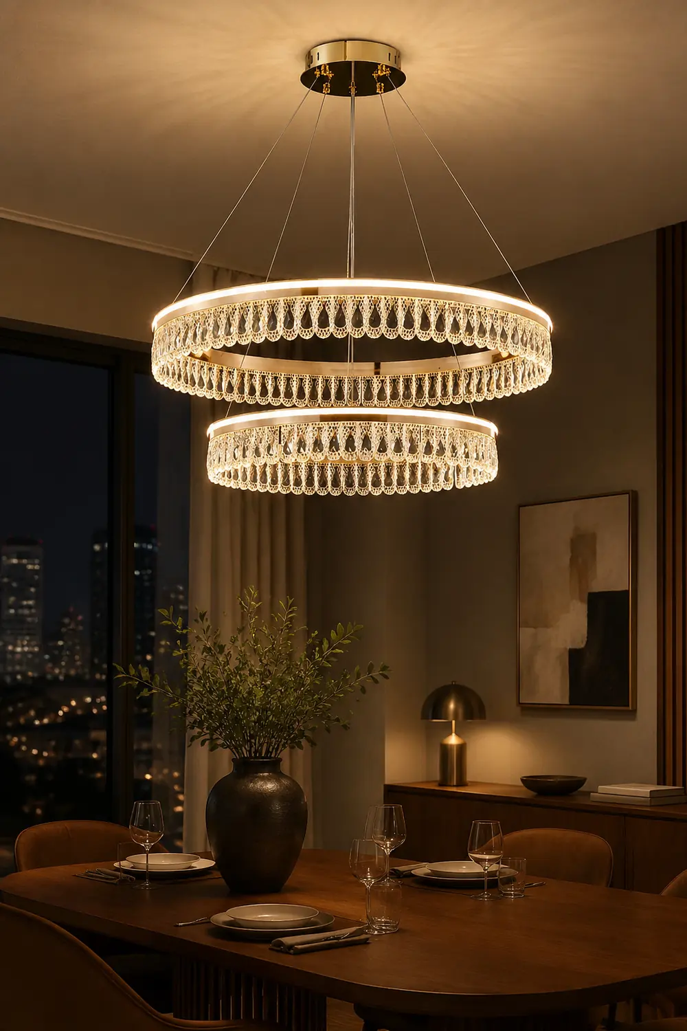 Luxury Large Crystal Ring Chandelier - Lumpaz