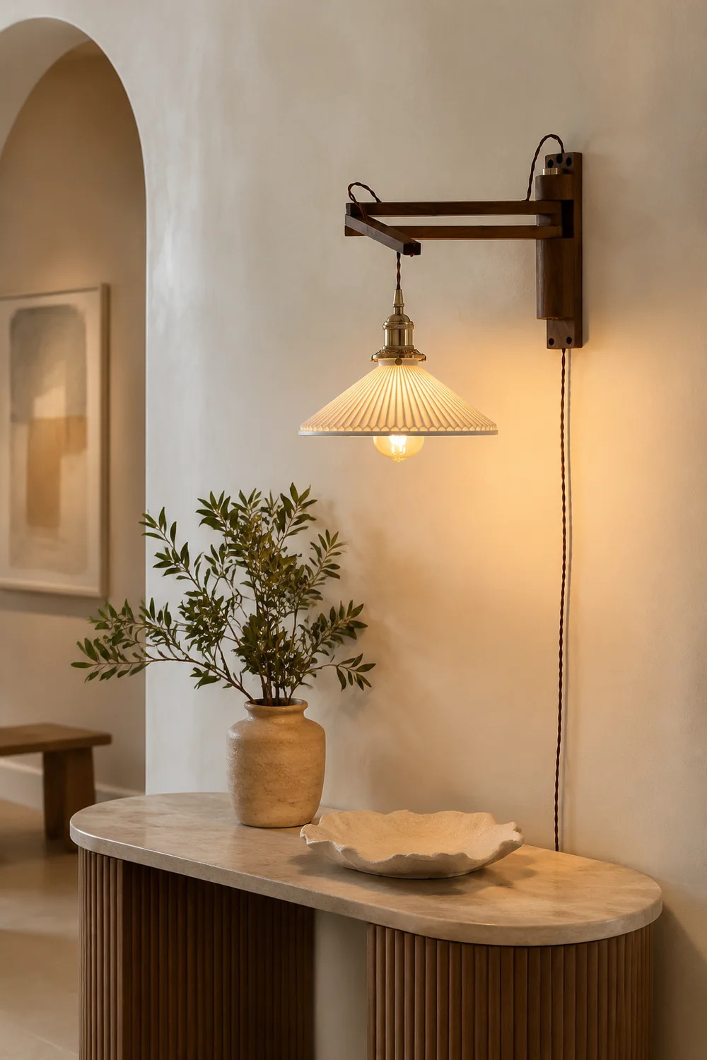 Walnut Swing Arm Wall Lamp - Lumpaz