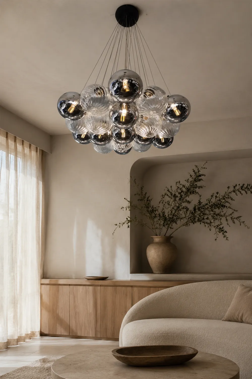 Grey Bubble Glass Ball LED Chandelier - Lumpaz