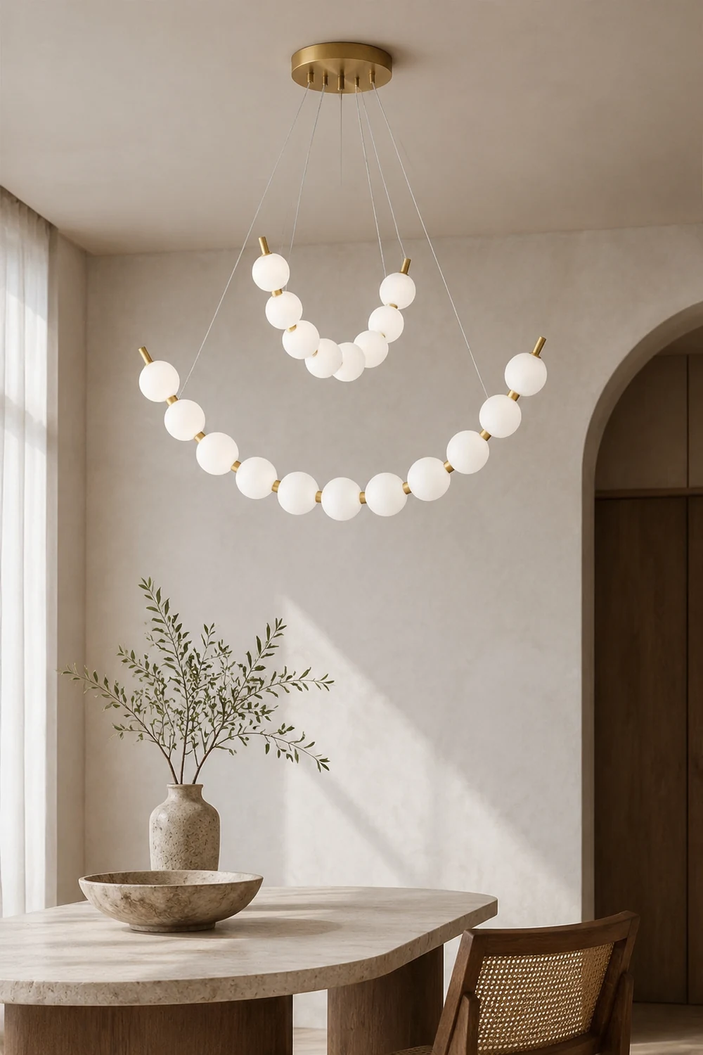 Unique Pearl Design White Ball LED Necklace Chandelier - Lumpaz