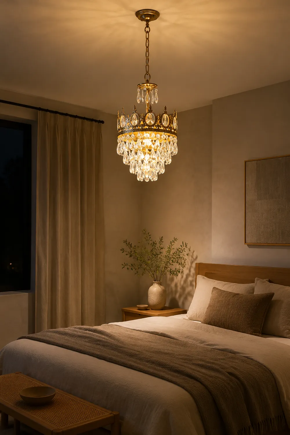 Retro French Gold Crystal Chandelier - Lumpaz
