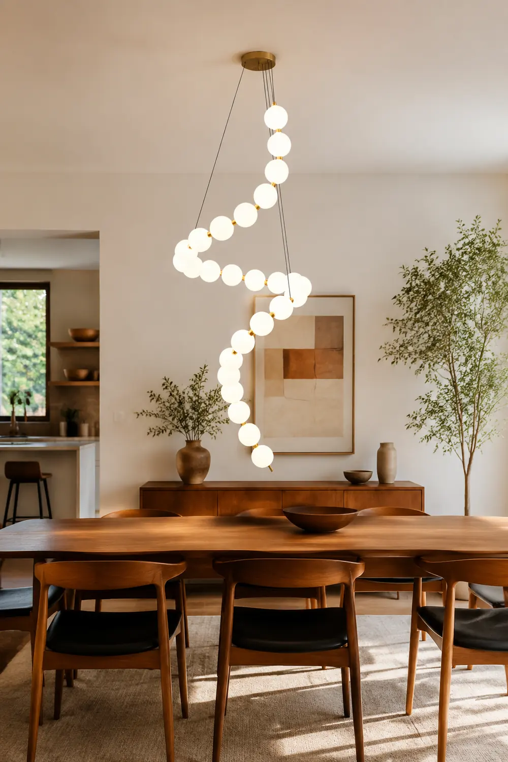 White LED Pearl Necklace Chandelier For Stair - Lumpaz