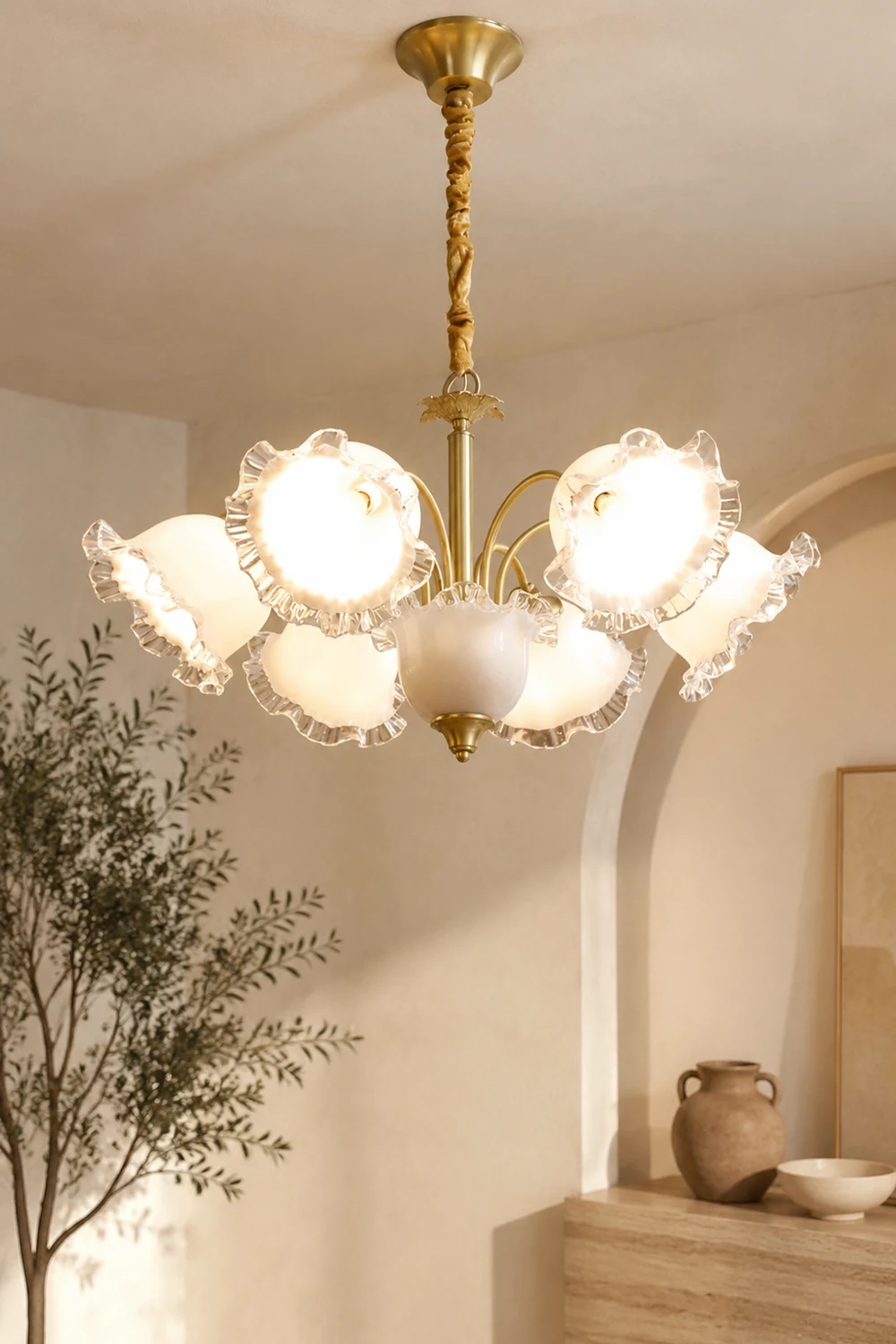 Large Flower Shape Copper Ceiling Chandelier - Lumpaz