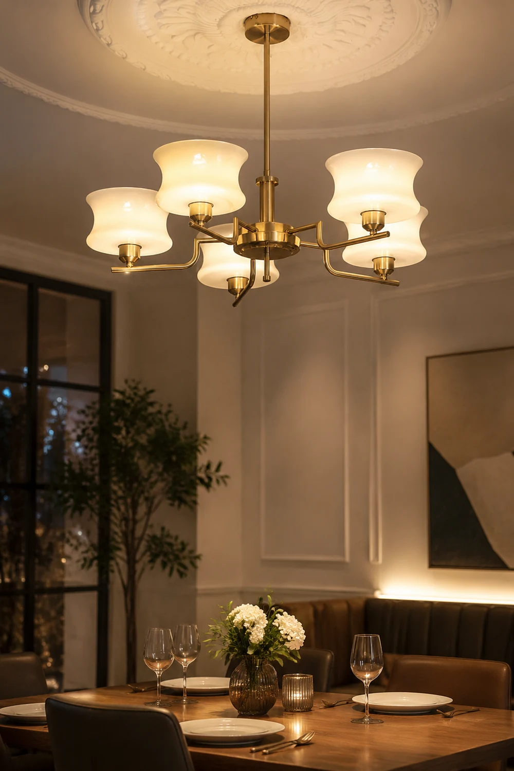 Nordic Belue Brass Glass Chandelier For Dining Room - Lumpaz