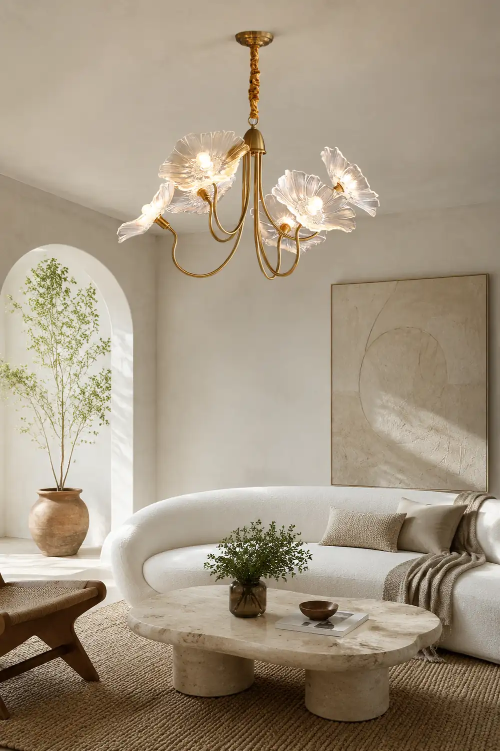 Modern Lotus Leaf Glass Living Room Chandelier - Lumpaz