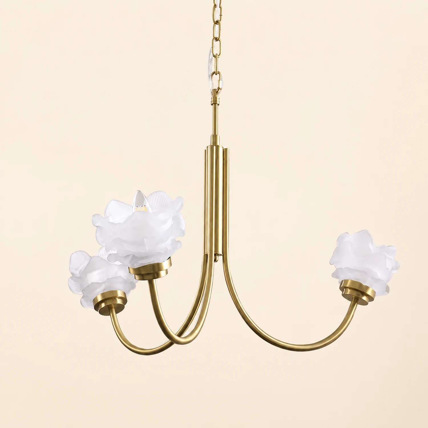 3 Heads French Simple Chandelier Vintage Rose Flower Glass Chandeliers - Lumpaz