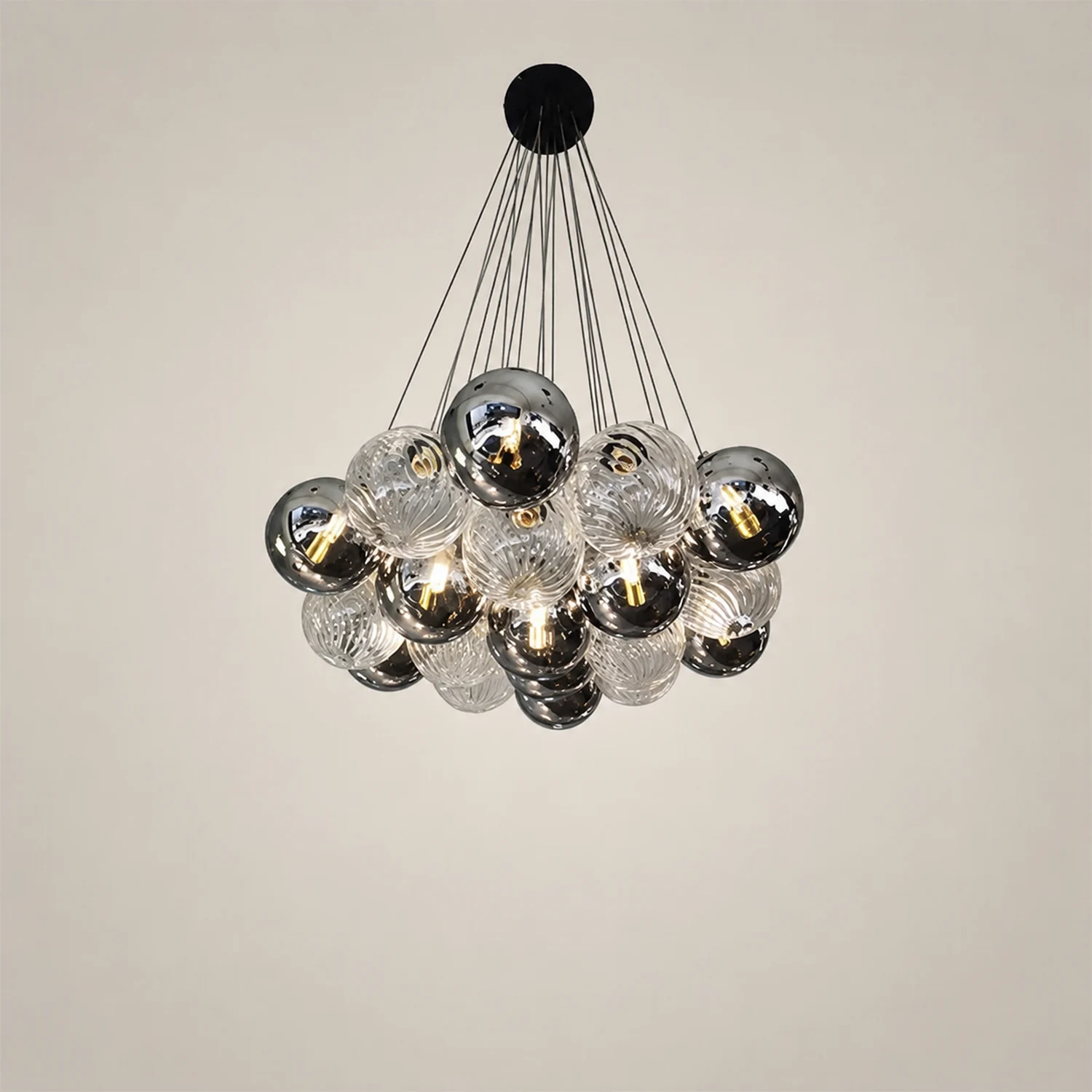 Grey Bubble Glass Ball LED Chandelier - Lumpaz
