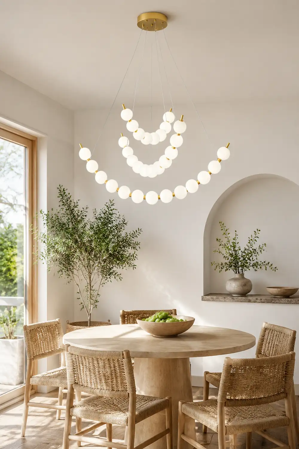 Unique Pearl Design White Ball LED Necklace Chandelier - Lumpaz