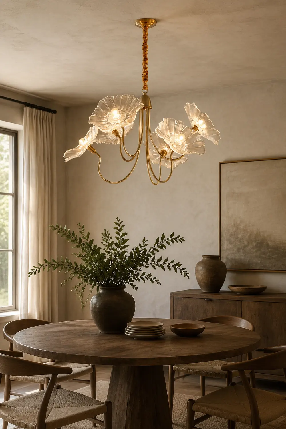 Modern Lotus Leaf Glass Living Room Chandelier - Lumpaz