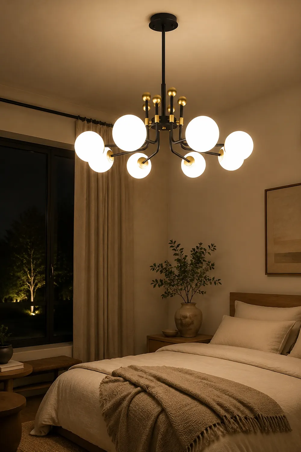 Black Gold Sputnik Chandelier Modern Pendant Light - Lumpaz