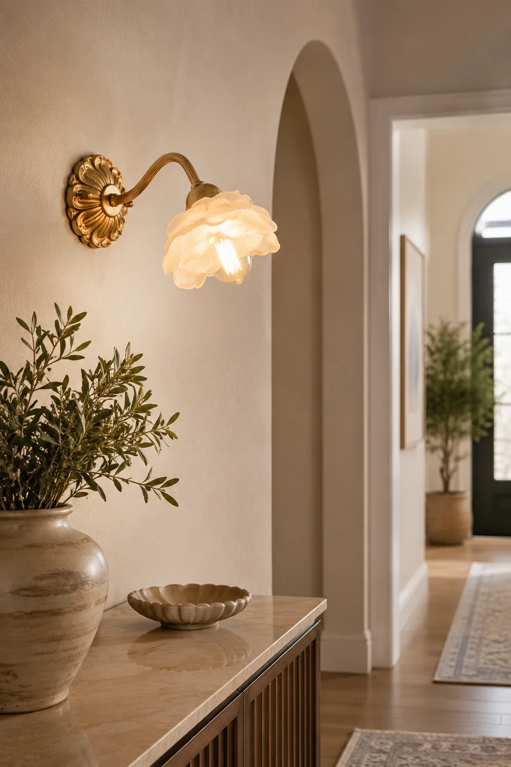 Brass Rose Wall Light - Lumpaz